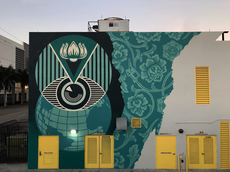 Shepard Fairey's completed mural at Eneida M. Hartner Elementary.